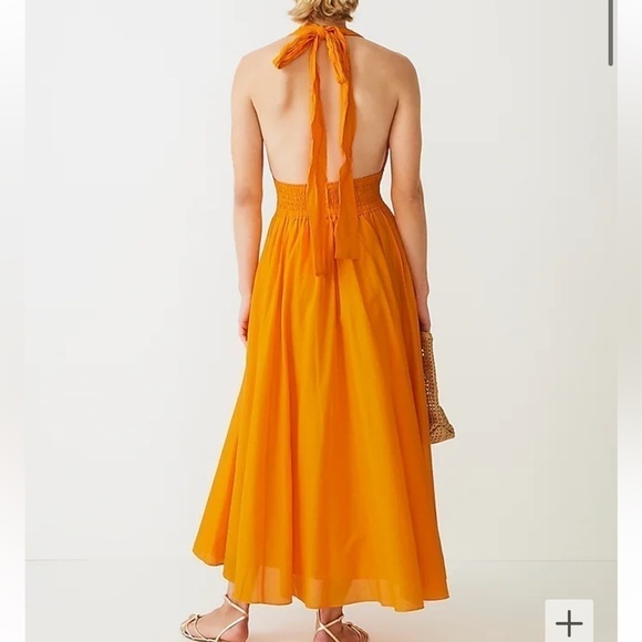 J crew Twist-back smocked-waist beach dress apricot - Picture 2 of 3